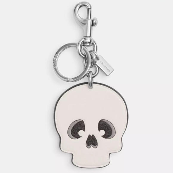Coach Skull Leather Keychain Bag Charm - Picture 3 of 4